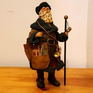 Vintage Green Father Christmas Papier Mache Figurine